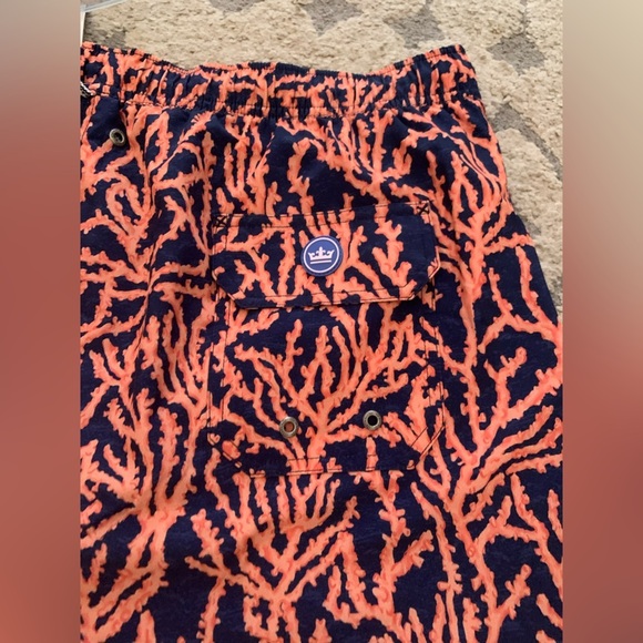 Peter Millar Orange and Blue Swim Trunks Relaxed Fit - Picture 14 of 14